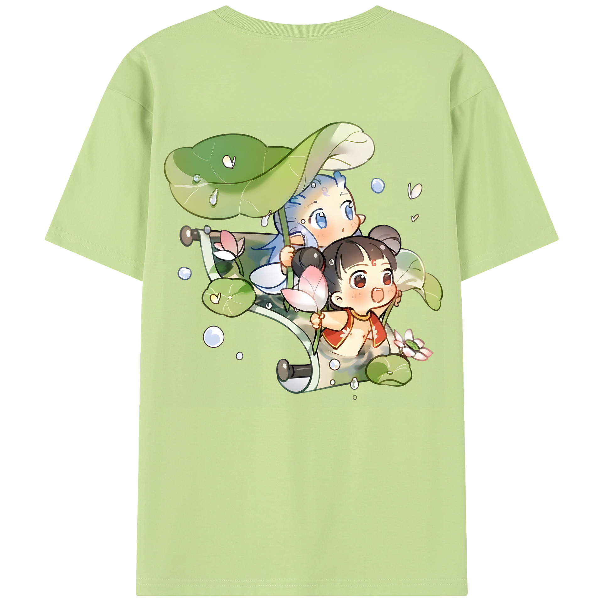 （画像用） Ne Zha 2 ナタ 魔童の大暴れ 綿100％半袖Tシャツ（背面プリント）